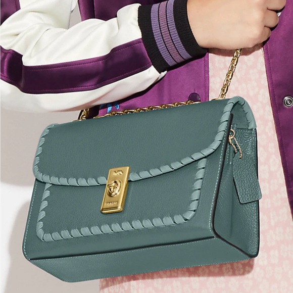 🔥SALE💥NWT COACH LANE LEATHER SHOULDER BAG WHIPSTITCH IM/MARINE MULTI CROSSBODY - Picture 5 of 12